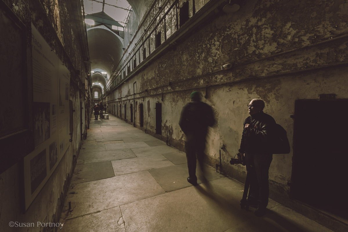 Two guests at Eastern State Penitentiary